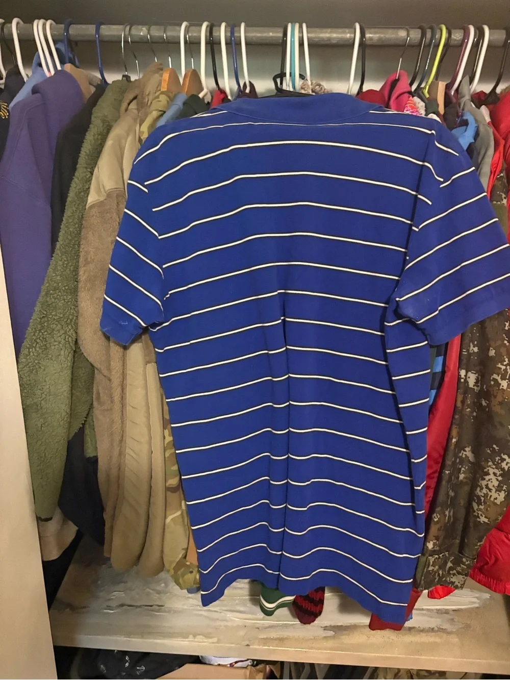 Men’s Vintage Ralph Lauren Blue Striped Polo with Yellow Pony